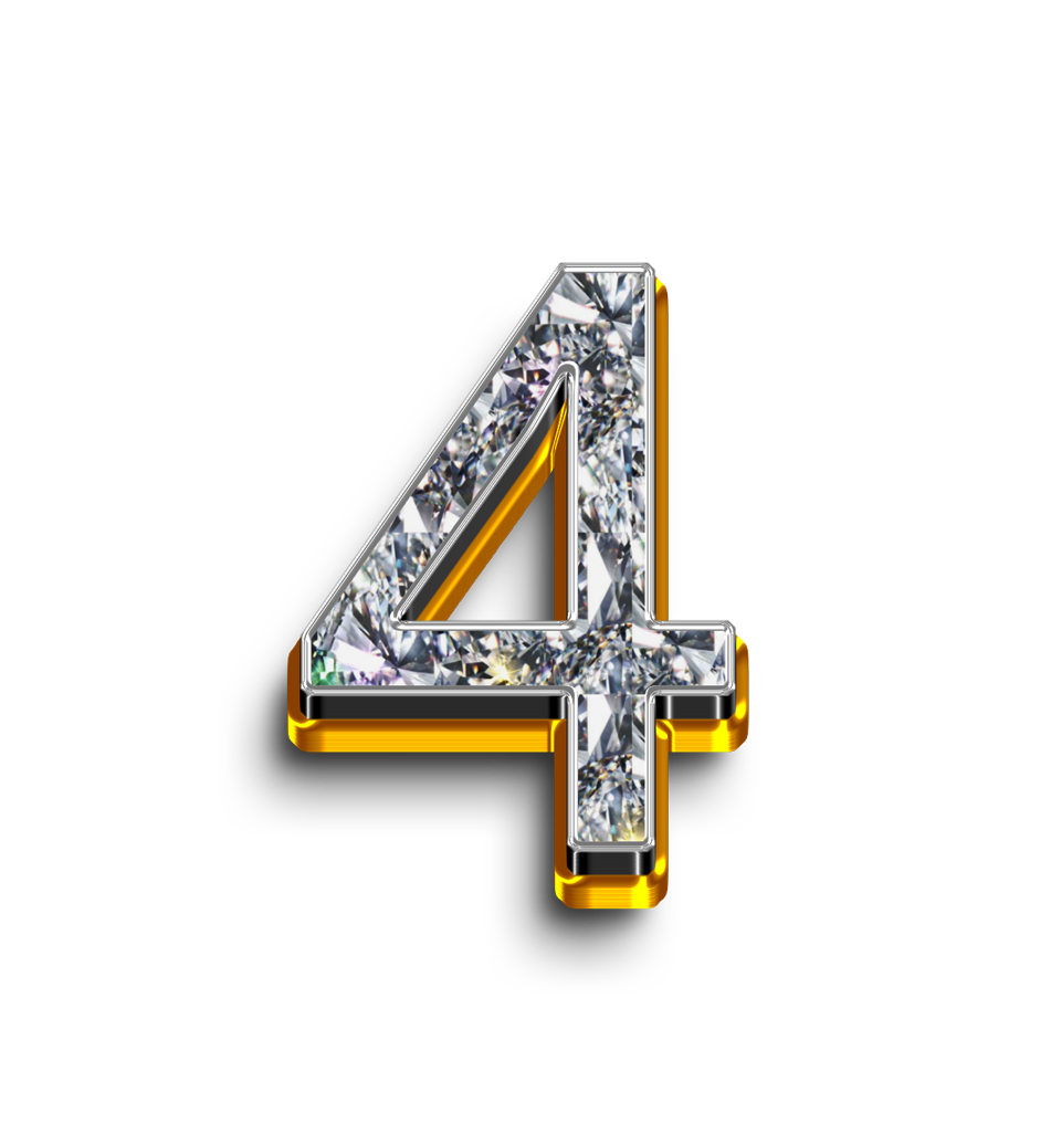 4 png, 4 four number png, 4 four png, 4 digit png, 4 number four diamond gold text typography PNG images four png transparent background